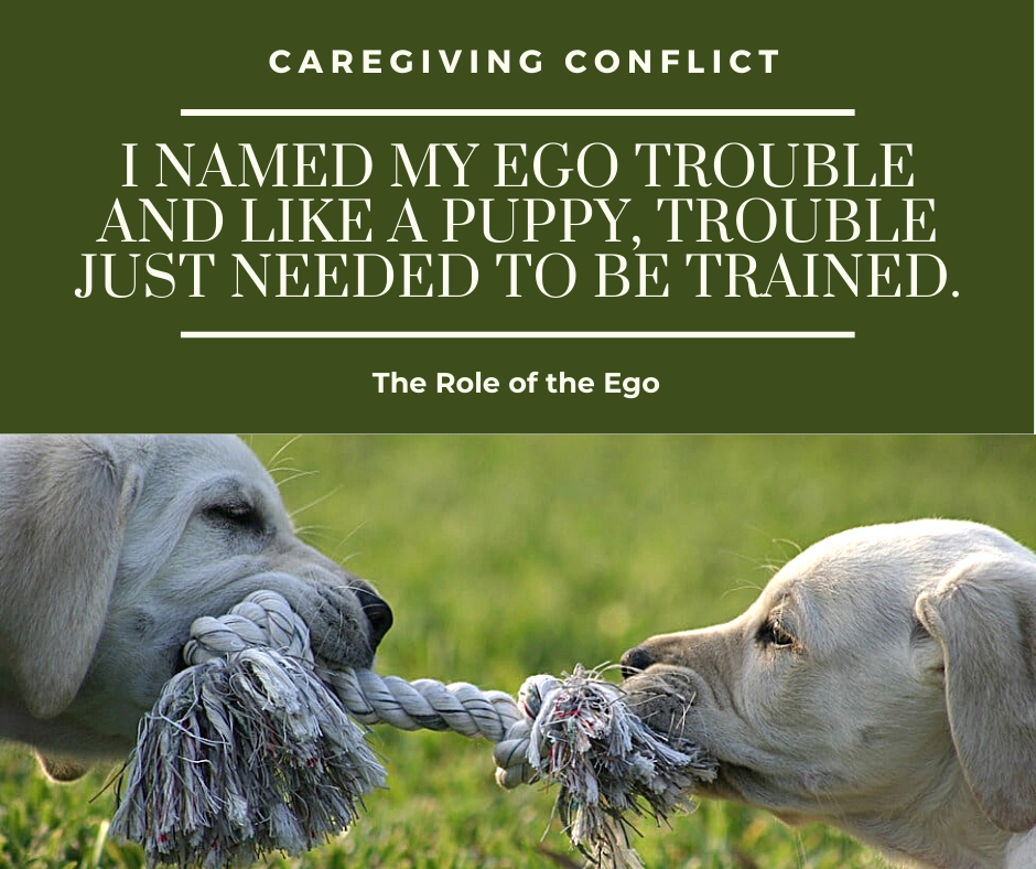 Caregiving Conflict The role of the Ego Two puppies playing tug of war