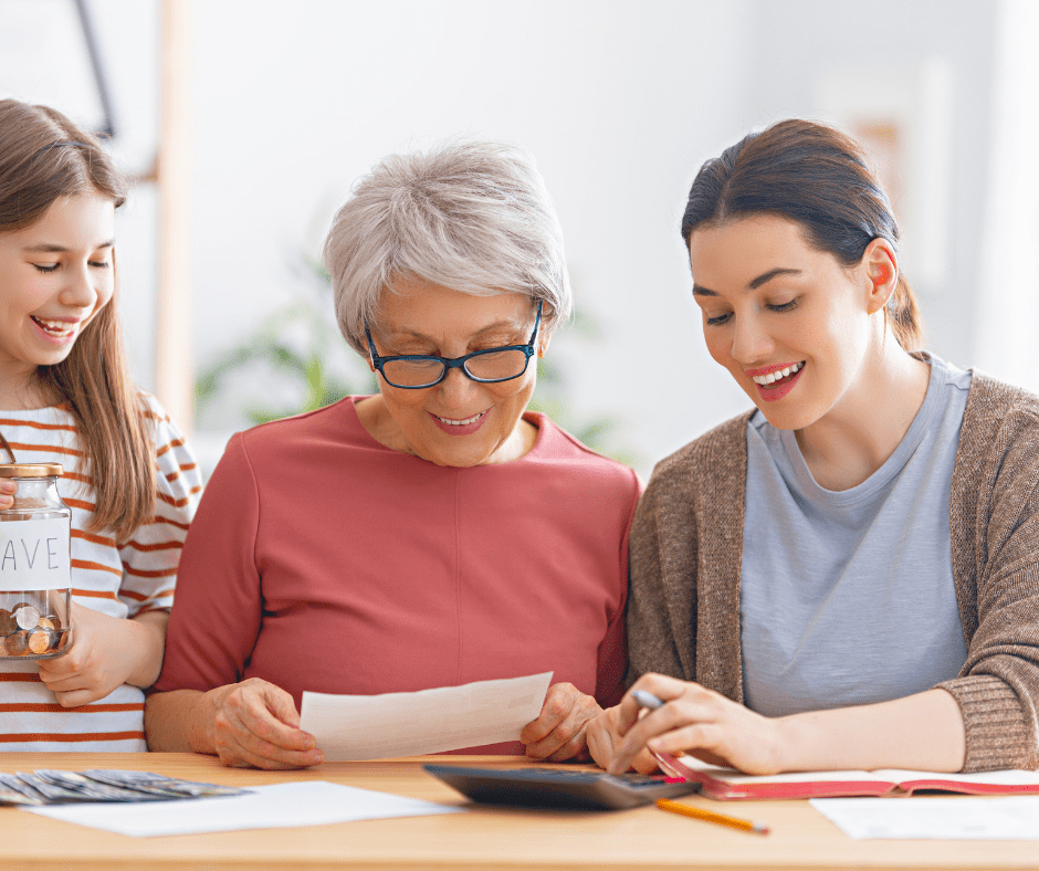 Daughter, mom and grandmother laughing