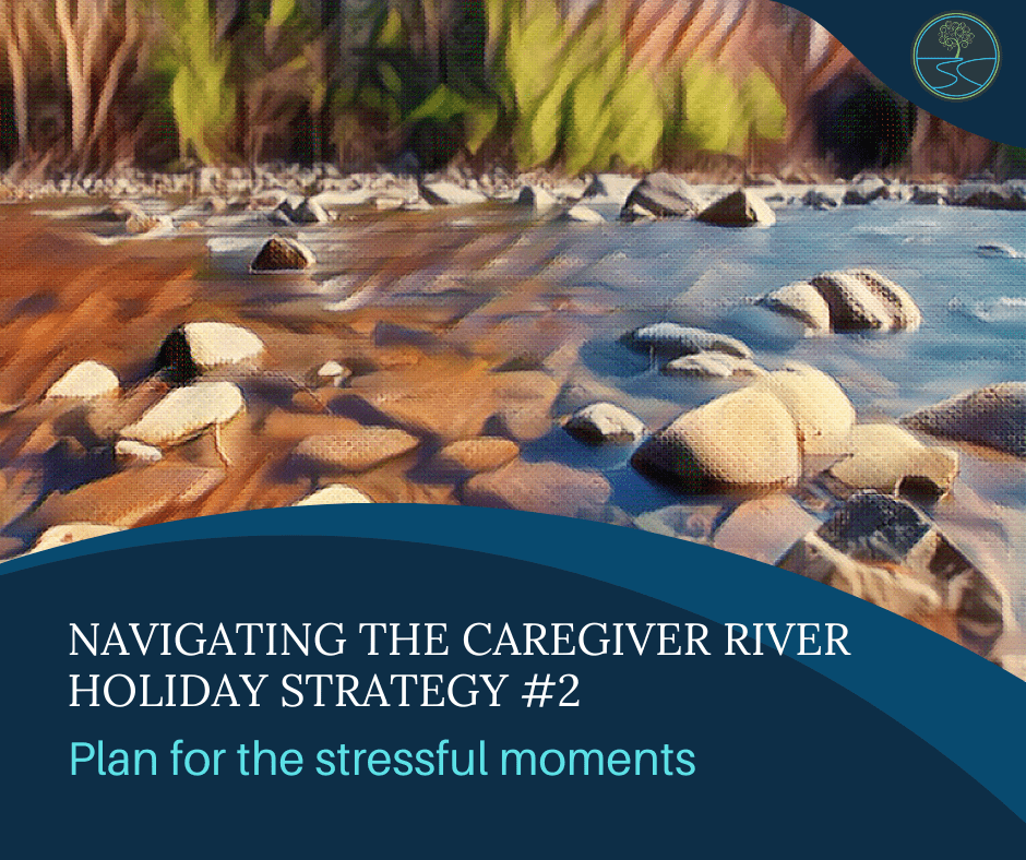 River image with stones and rocks
Navigating the Caregiver River
Holiday Strategy #2
Plan for the Stressful moments